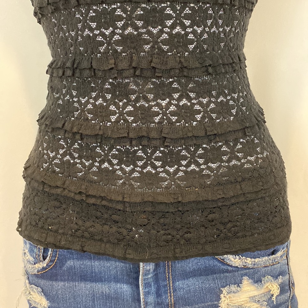 Banana Republic stretch floral lace short sleeve top black size XS - Picture 4 of 12